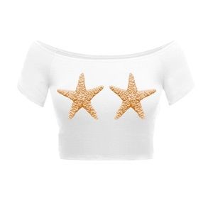 Adorkable Apparel Sea Star Mermaid Crop Top